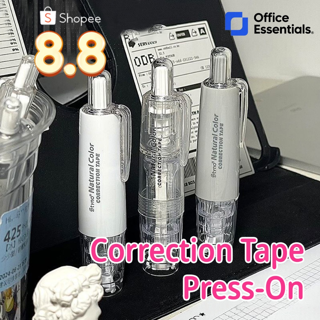 【Office Essential】360 Rotatable Correction Tape Set Press Type 6M ...