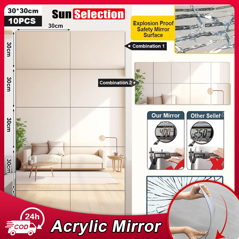 HD Mirror sticker wall adhesive mirror wall glass wall full body mirror ...