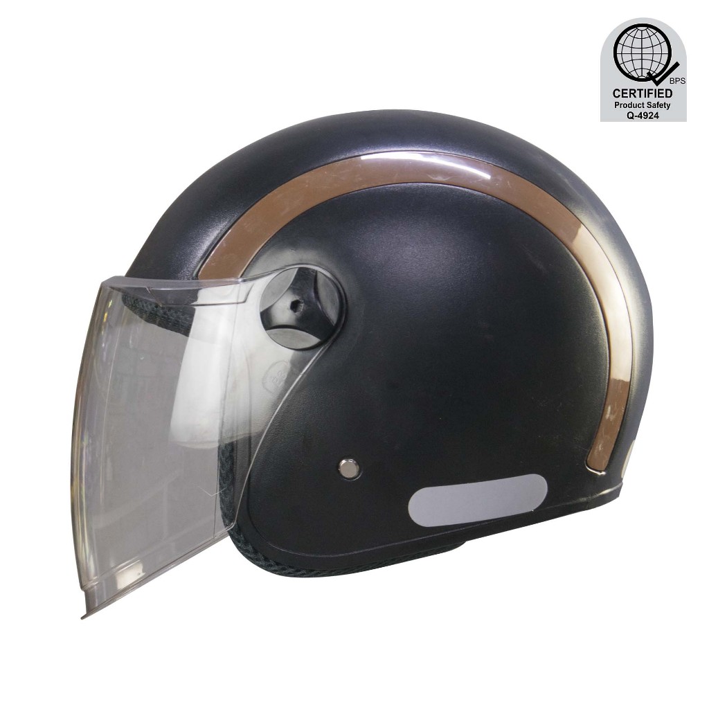 VOG Open Face Helmet - Black Brown | Shopee Philippines