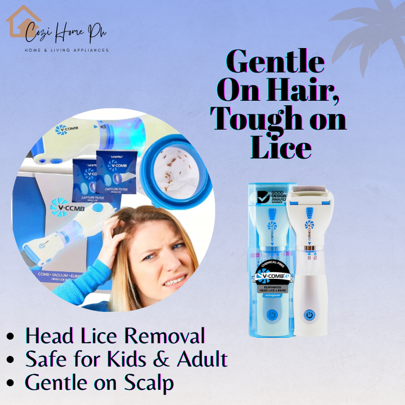 V-Comb Electric Head Lice Remover – Vacuum & Filter Technology, Safe ...