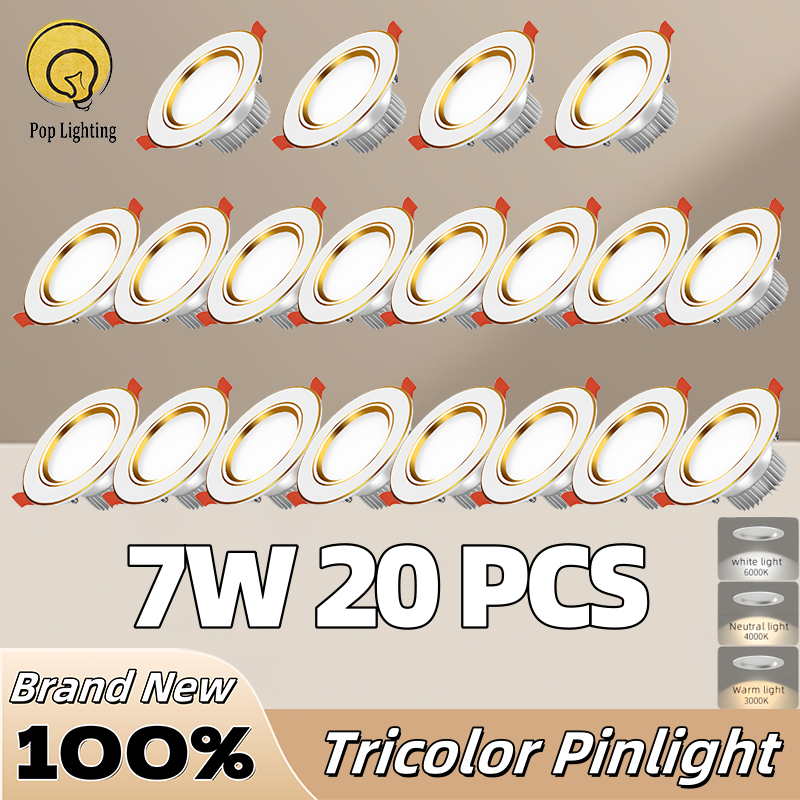 （HOT） Tricolor 7W Pin Light LED Ceiling Recessed LED Round Aluminum Pin ...