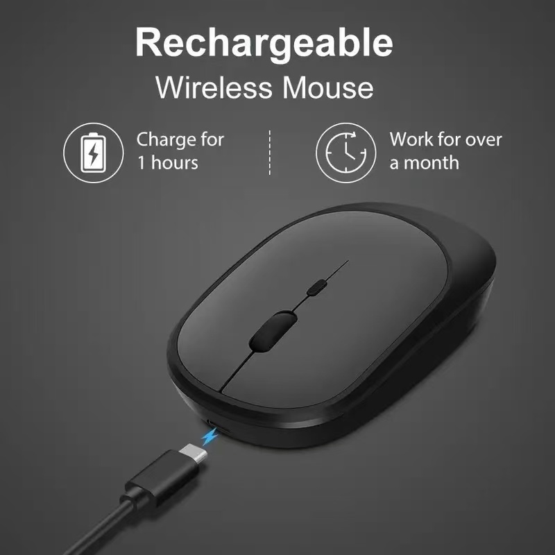 Rechargeable Wireless Mouse Bluetooth 5.0 2.4GHz Ultra Quiet Click for ...