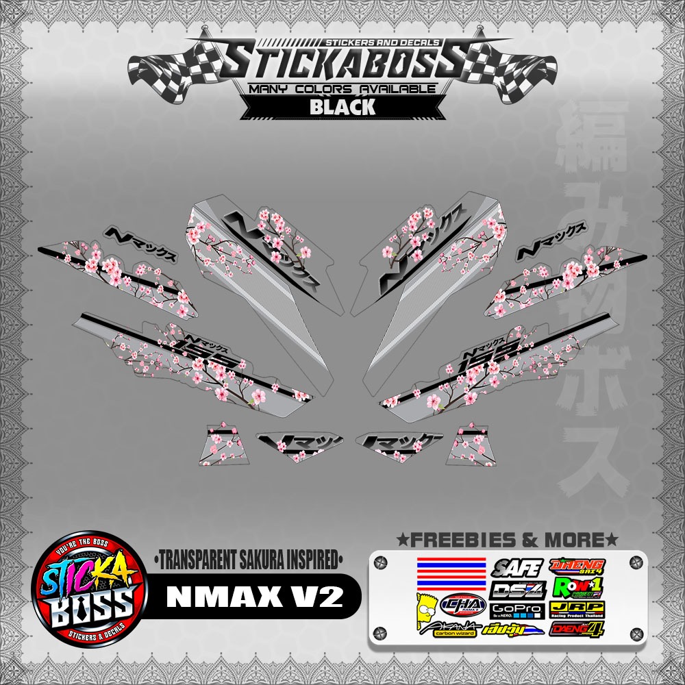 【PREMIUM UV PRINT】TRANSPARENT NMAX V2 STICKER DECALS ( SAKURA DESIGN ...
