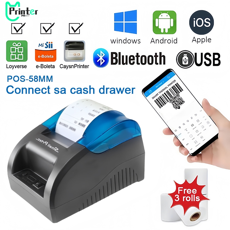 Portable POS Thermal Receipt Printer - Bluetooth & USB, Cash Drawer ...