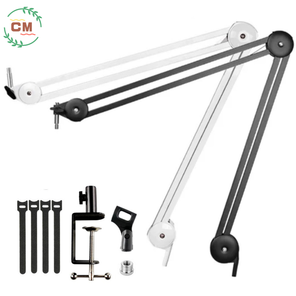 Heavy Duty Microphone Stand Adjustable Suspension Mic Boom Arm Built-in ...