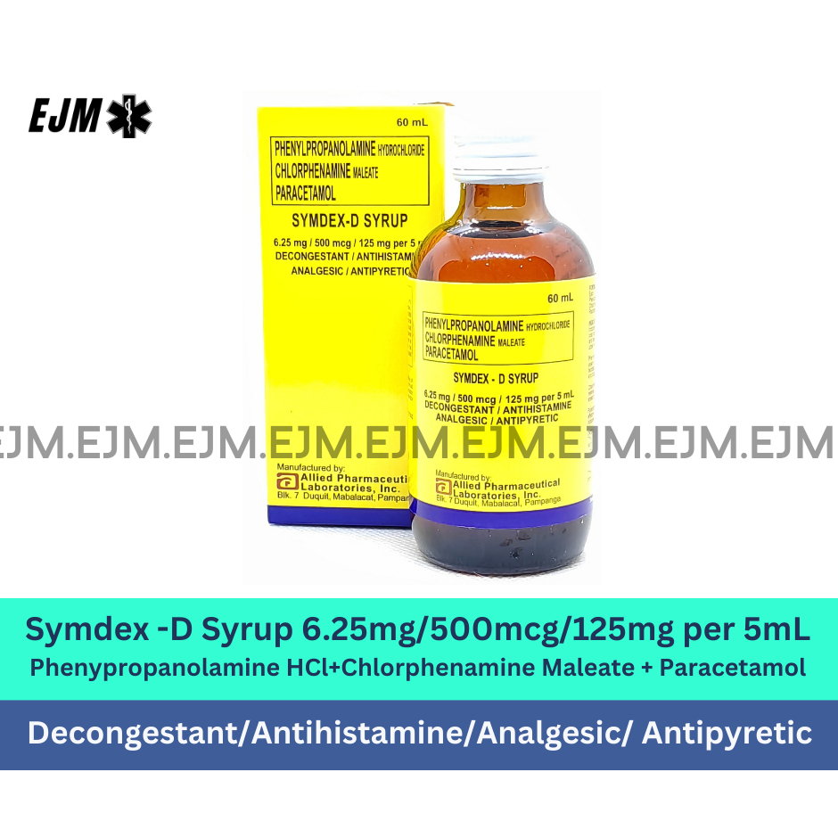 Symdex -D Syrup 6.25mg/500mcg/125mg per 5mL - 60mL | Shopee Philippines