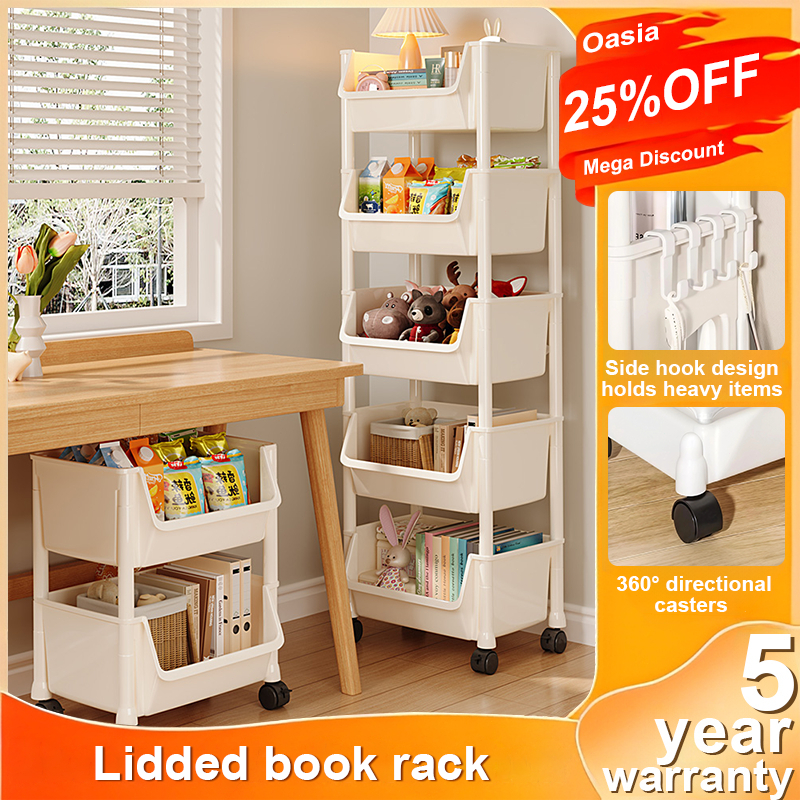 Oasia 3/4/5 Layer Book Shelf Organizer Rack Trolley Cart Organizer ...