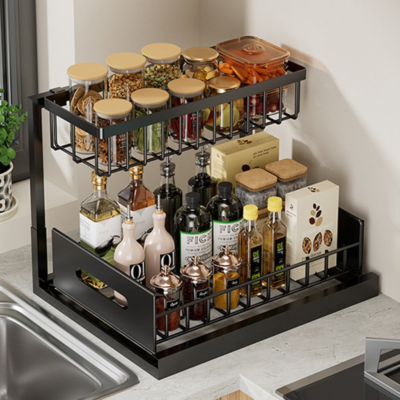 2 Layer Spice Rack kitchen Condiments Rack With knife Rack Stainless ...