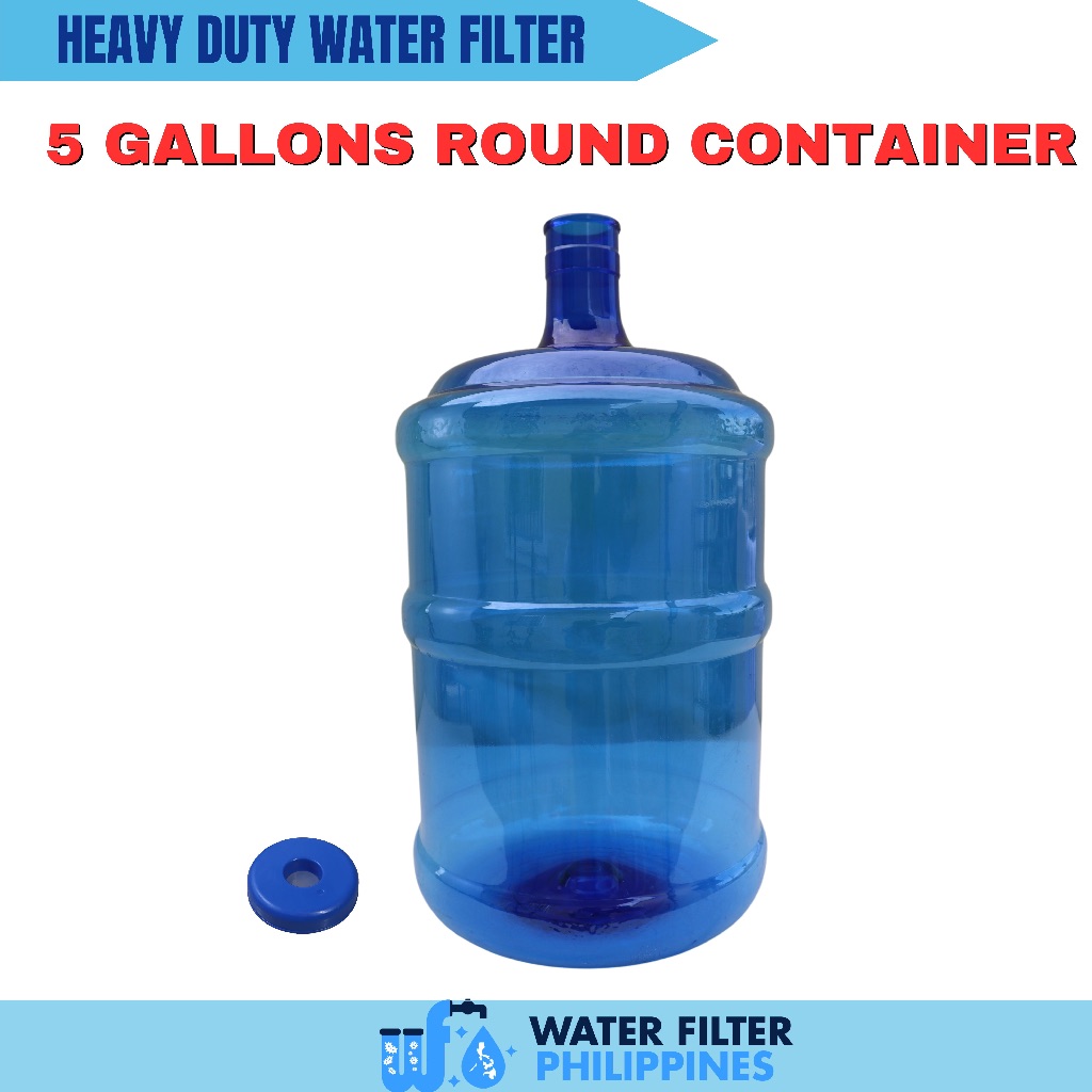 5 Gallon Round Blue Container Use for Water Station Supplies 1pc ...