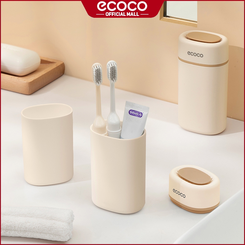 Ecoco Mini Travel Toothbrush Storage Case Set with Cups and Toothpaste ...