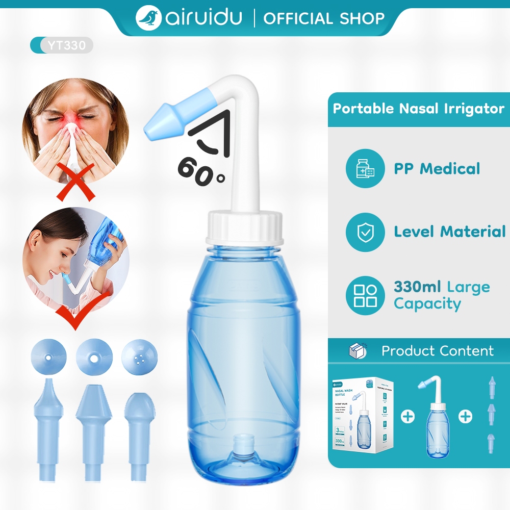 Airuidu 330ml Nasal Wash Neti Pot Sinus Cleanser Physiological Salt ...
