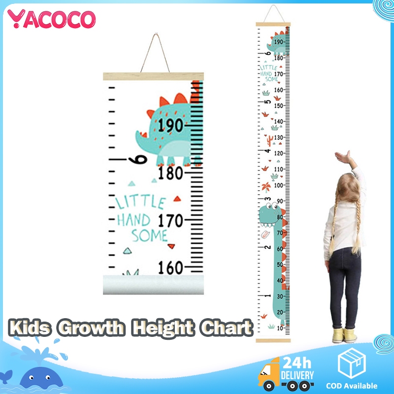Kids Growth Height Chart Canvas and Wood Removable Measure Wall Ruler ...