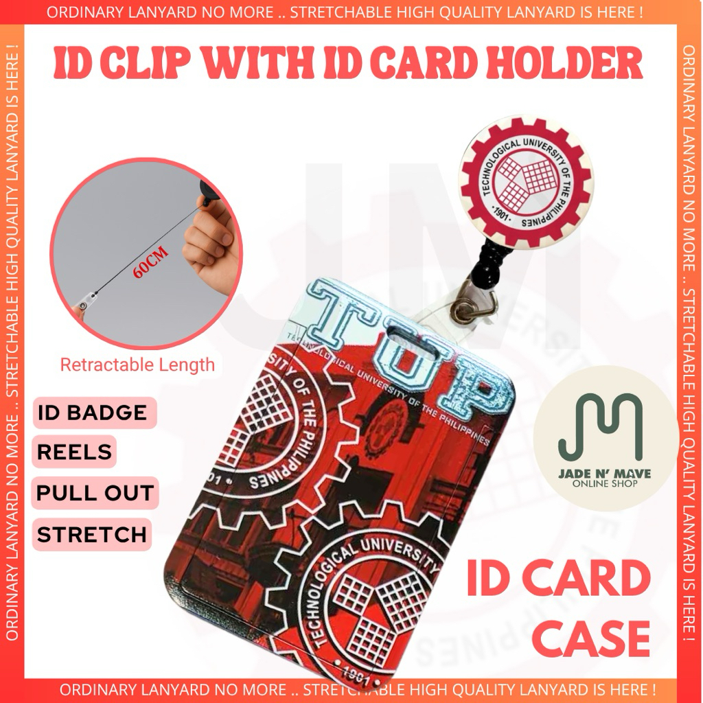 New TUP student Pull Out Sling Stretchable Retractable ID Card Case jnm ...