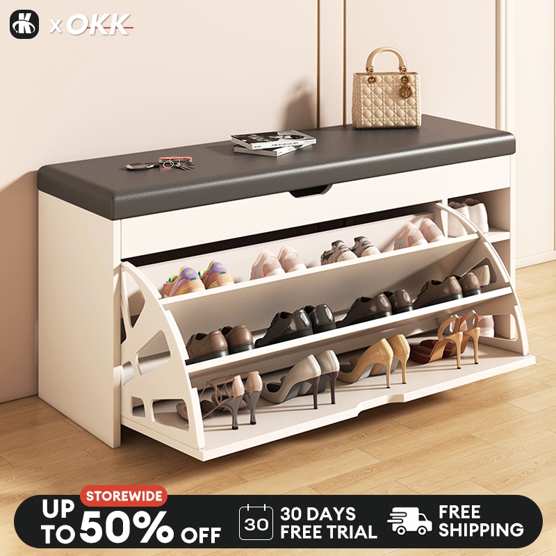 40+ Shoe Rack Shoe Cabinet Flip Shoe Rack Cushion Storage Cabinet With ...