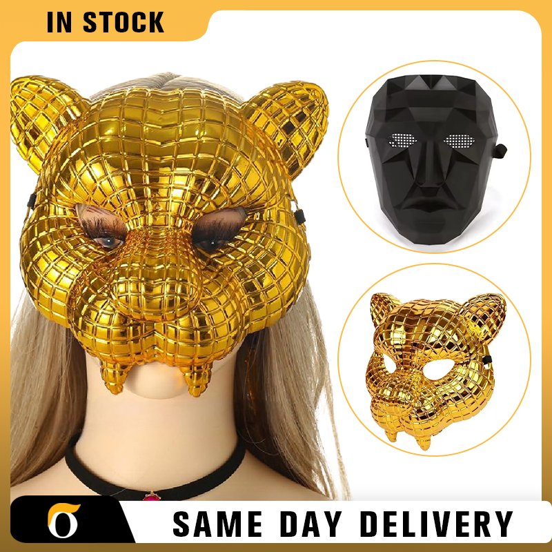 Full-Coverage Mask Black Boss Movie Game-Inspired Gold Leopard Role ...