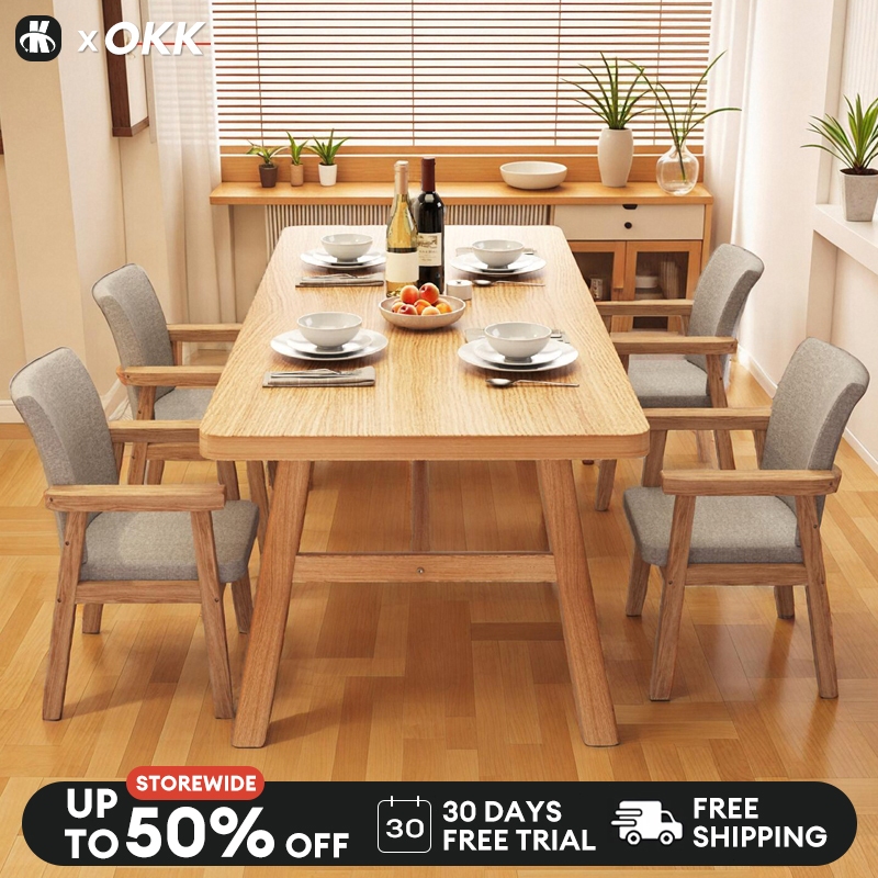 OKK Wooden Dining Table Set Furniture Wooden Tables With Chairs Nordic  Table For Kitchen
