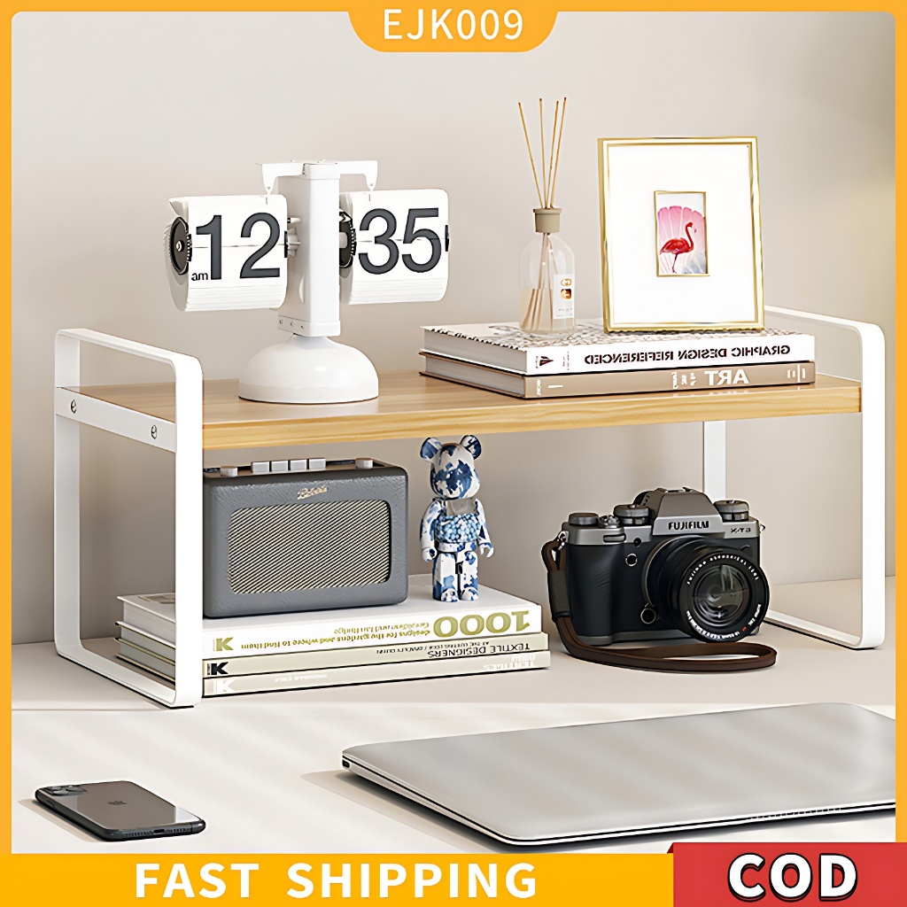 COD 2 Layer Desktop Rack Increased Rack Extendable Wooden Desk Monitor ...
