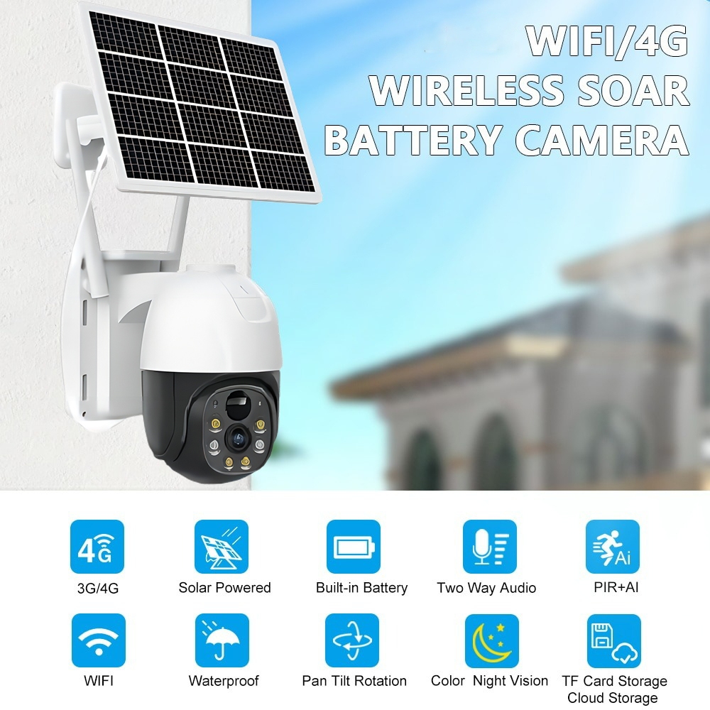 V380 PRO CCTV Solar Camera 4G SIM 16MP Outdoor Waterproof 360 Auto ...