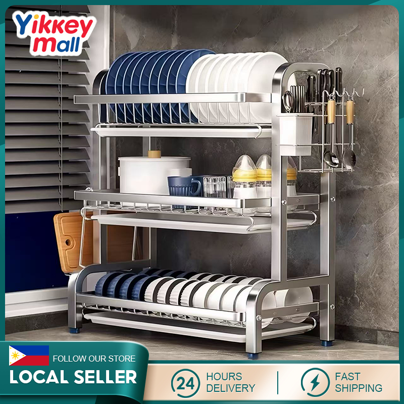 2/3 Layers Stainless Dish Drying Rack Plate Organizer Dish Rack Plate ...