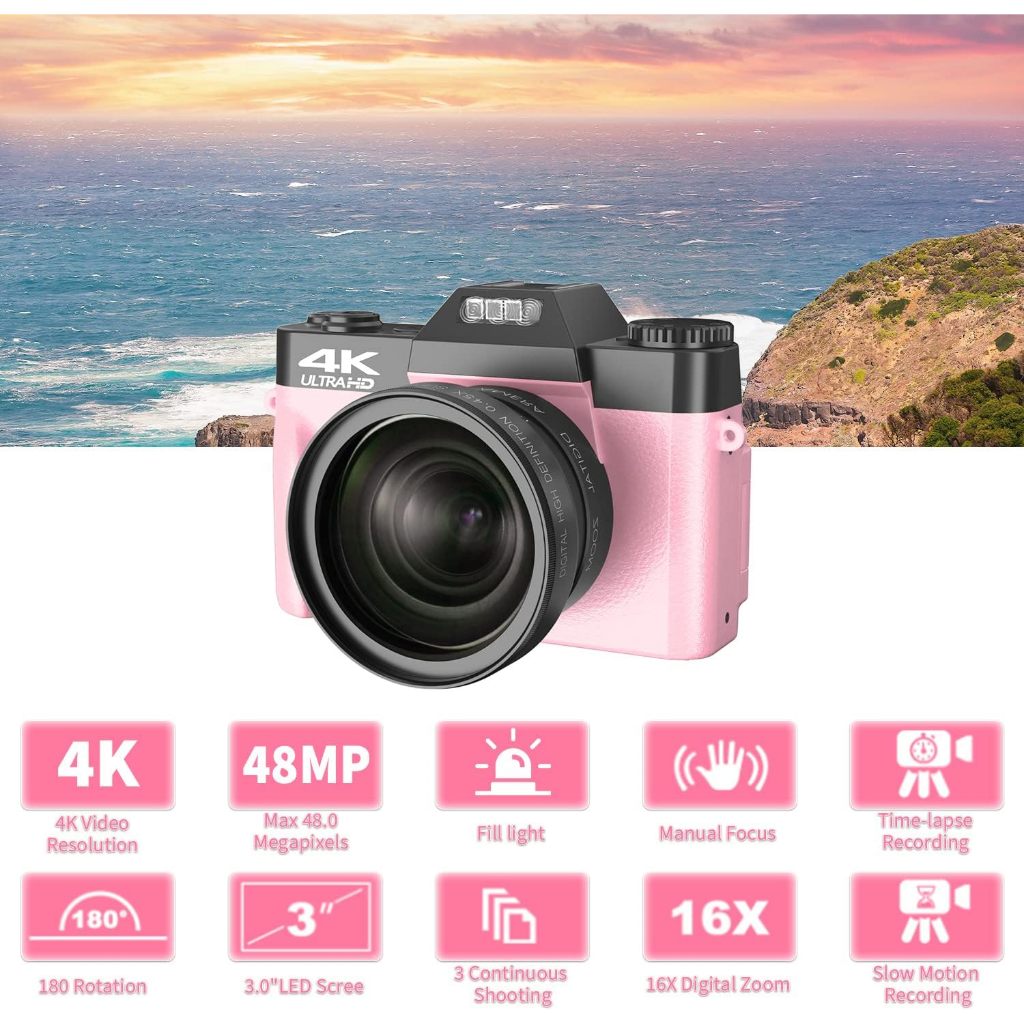 VETEK Digital Cameras for Photography, 4K 48MP Vlogging Camera 16X ...