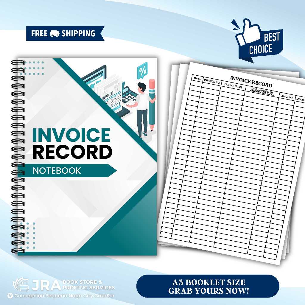 Invoice Record Notebook A5 | Billing, Sales & Receipt Log Book for ...
