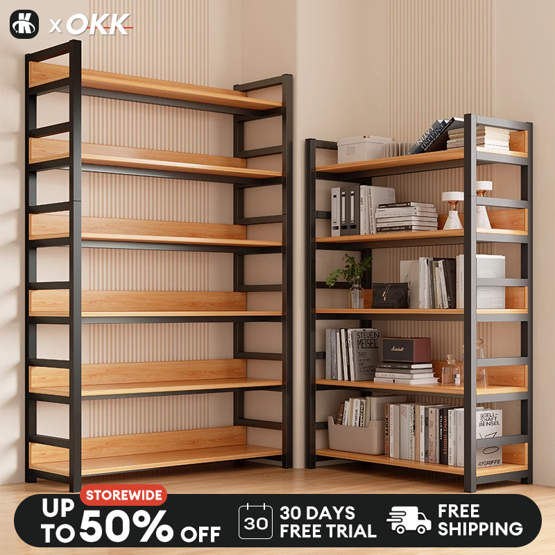 OKK Book Shelf Organizer 4/5Layer Display Rack BookShelf Solid Wood ...