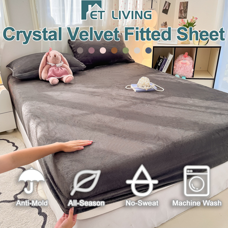 Crystal Velvet Bedsheet Single/Queen Size Cotton No Lukot No Gusot Fitted Sheet | Shopee Philippines