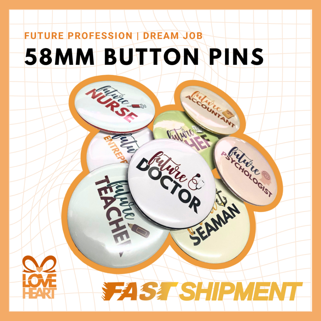 MOTIVATIONAL BUTTON PINS | FUTURE WORK/PROFESSION (min. order 2pcs ...
