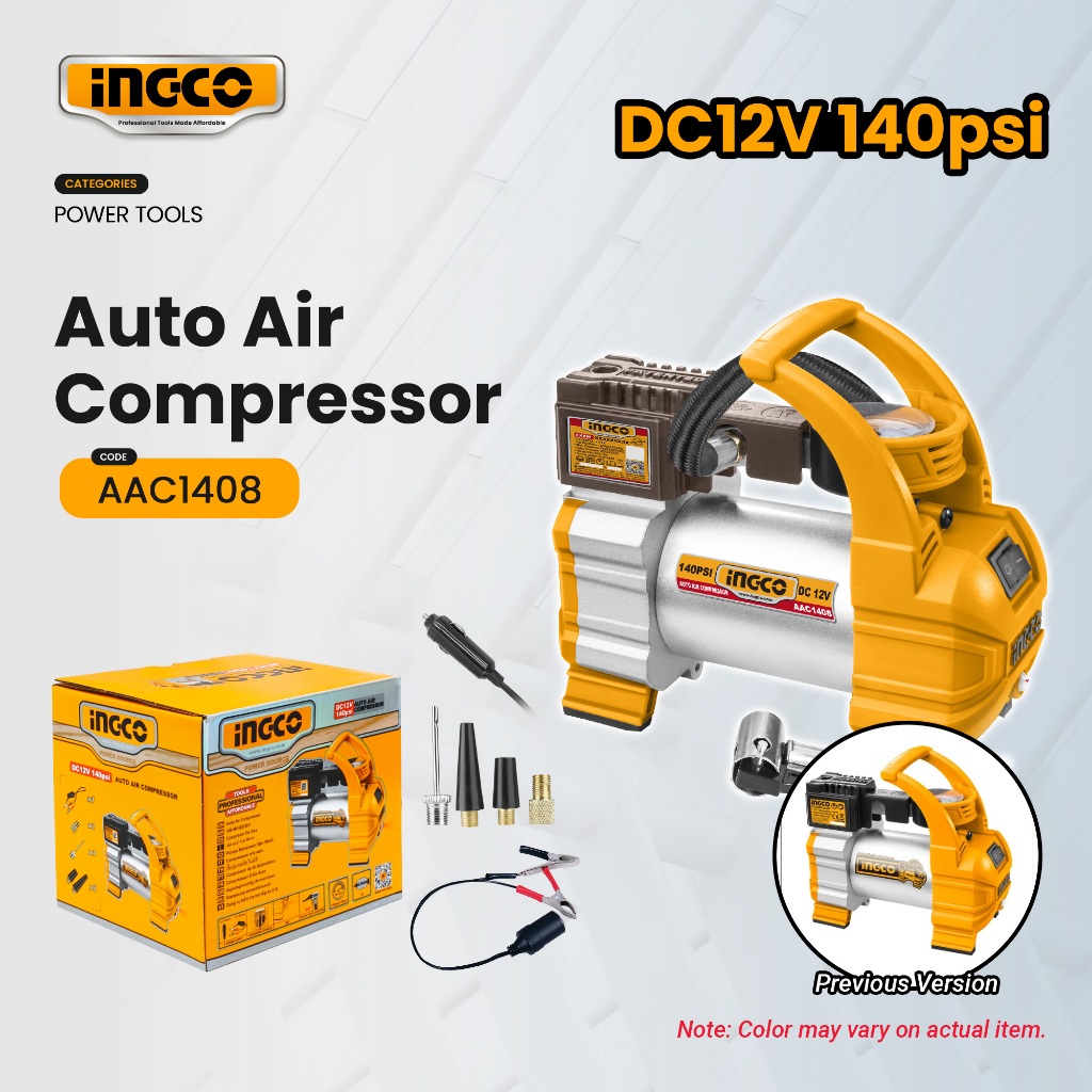 Ingco 140Psi Auto Air Compressor Tire Inflator AAC1408 IPT | Shopee ...
