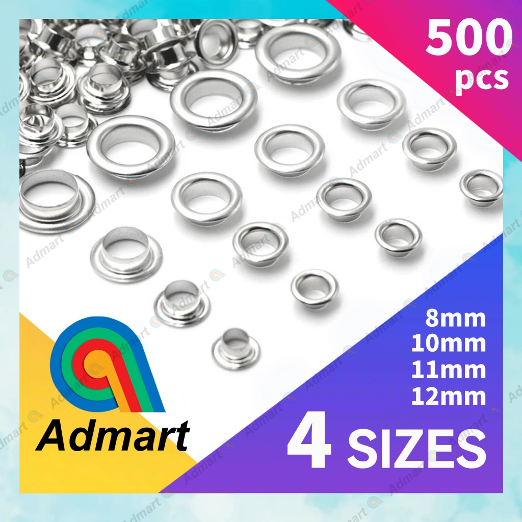 Silver Eyelet Grommet Set with Closer – 500pcs | Sizes: 8mm / 10mm ...