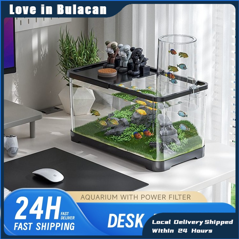 Aquarium Fish Tank Starter Kit, Desk Aquarium Set,Complete Desktop AS ...
