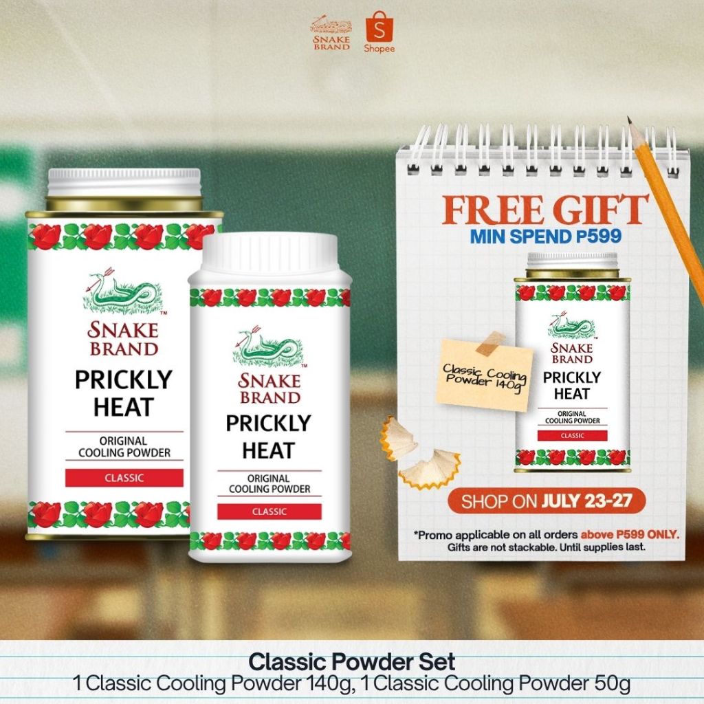 Snake Brand Classic Powder Set (Classic Cooling Powder 140g + Classic ...