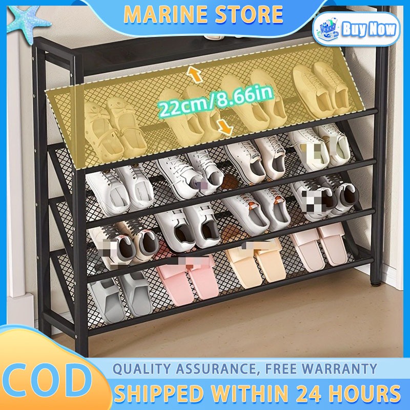 4/5 Tier Metal Mesh Shoe Rack Multi-Level Storage Rack Space Saving ...