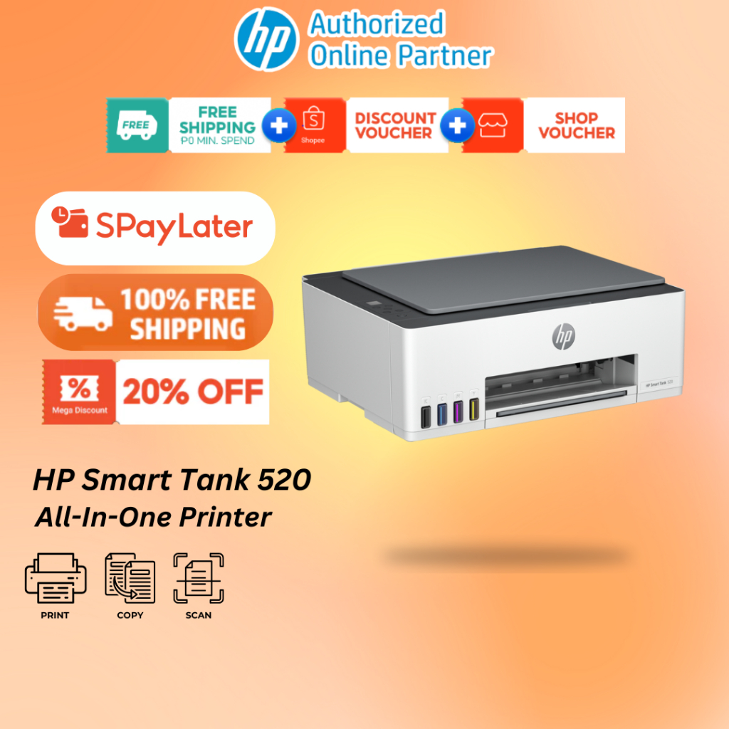 HP Smart Tank 520 3 in 1 Printer PN# 1F3W2A | Shopee Philippines