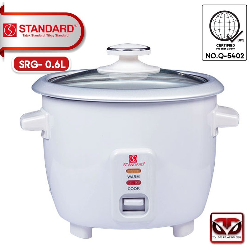 STANDARD 0.6L Capacity Glass Cover Rice Cooker (SRG-0.6L) | Shopee ...