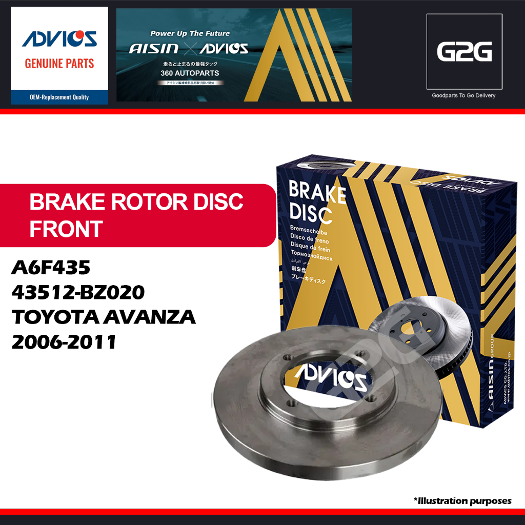 Rotor Disc Advics A6F435 / 43512-BZ020 Toyota Avanza 2006-2011 | Shopee ...
