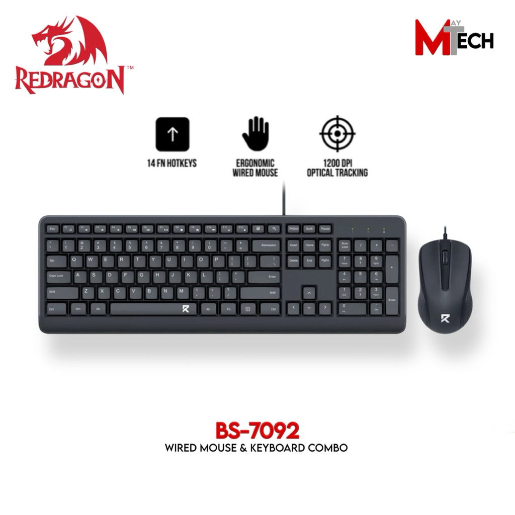 Redragon BS-7092 Wired Keyboard and Mouse Combo for Office or Home Use ...