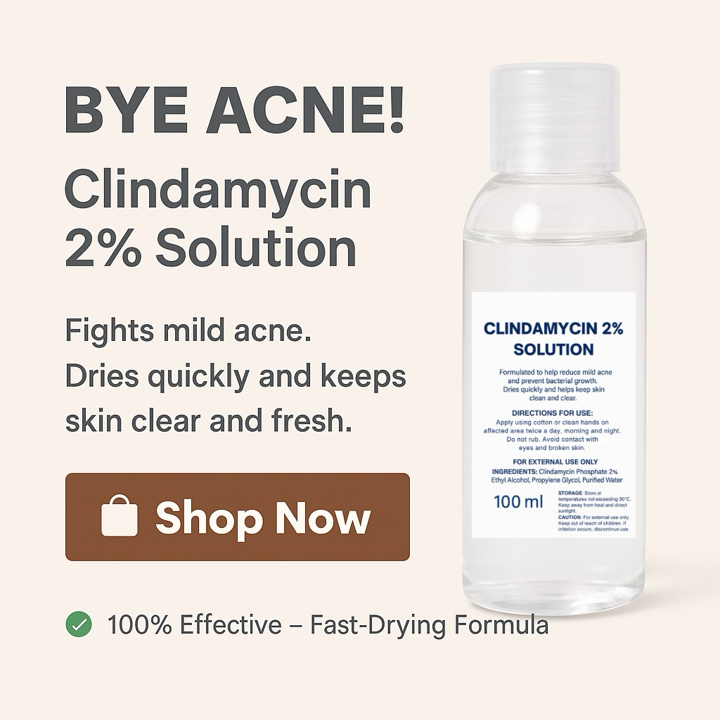ANTI-ACNE CLINDAMYCIN TONER 2% SOLUTION 100ML Reduce Acne Causing ...