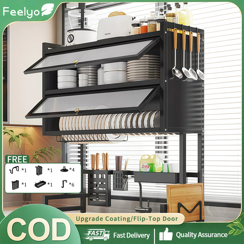 Feelyo Dish Cabinet Rack Stainless With Multi-functional Cover Drying ...
