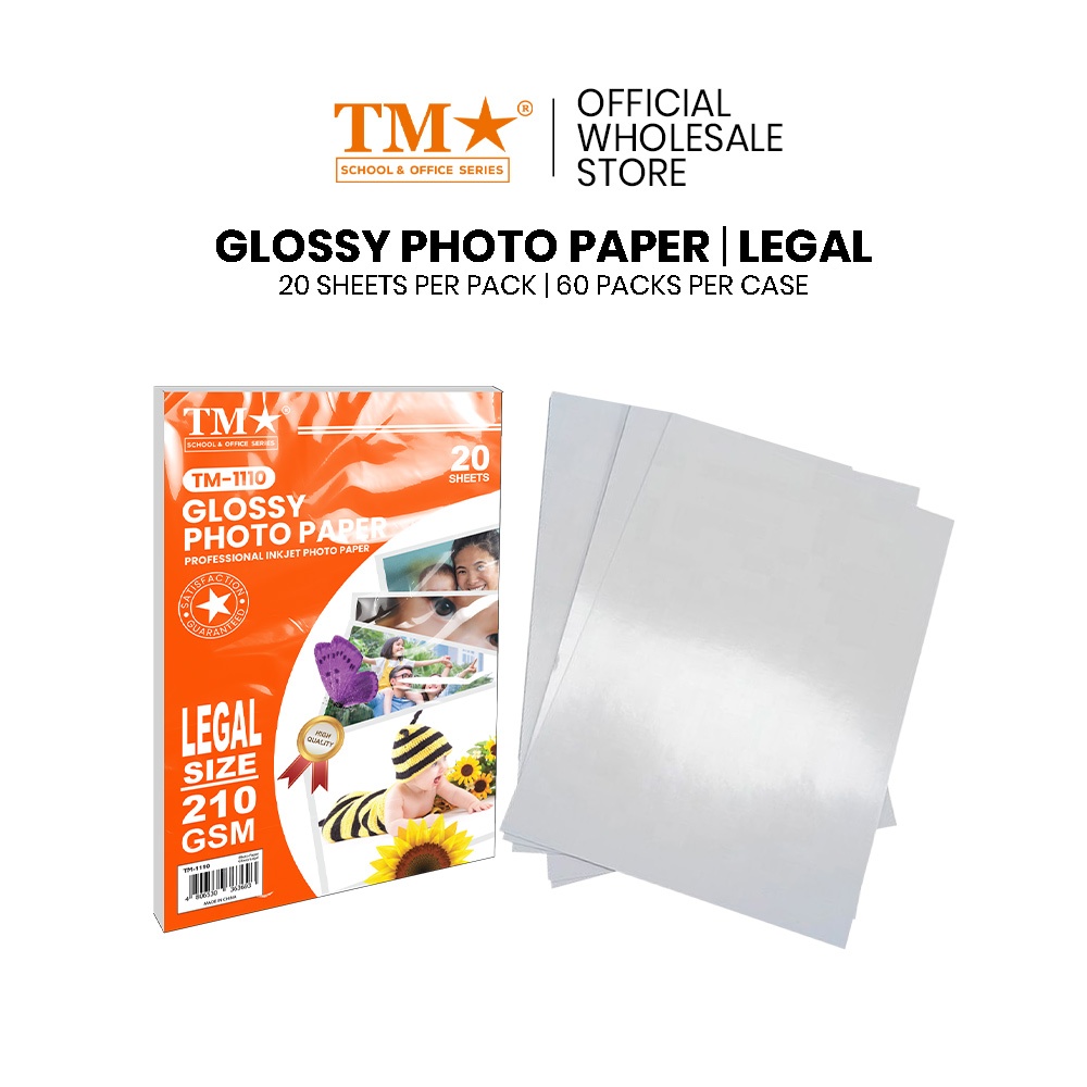 TM | 60 packs Glossy Photo Paper Legal 210 GSM (TM-1110) | Shopee ...