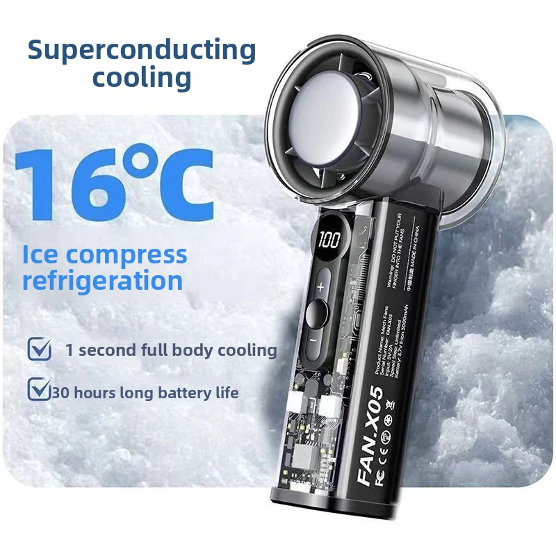 Mini Transparent Handheld Fan High-Speed Cooling Fan 100 Speed Recharge ...