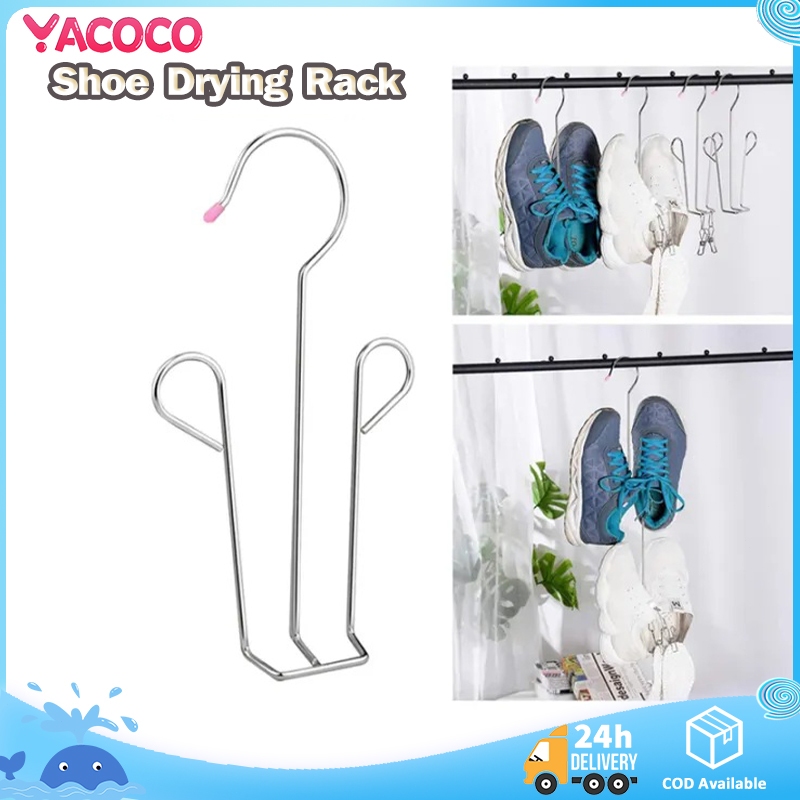 Stainless Steel Shoe Drying Rack with 2 Clips Household Balcony ...