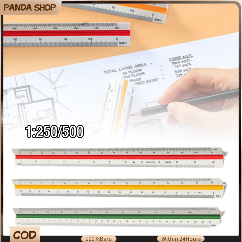 30cm Triangular Scale Ruler Metal 1:20-1:500 Architect Engineer ...