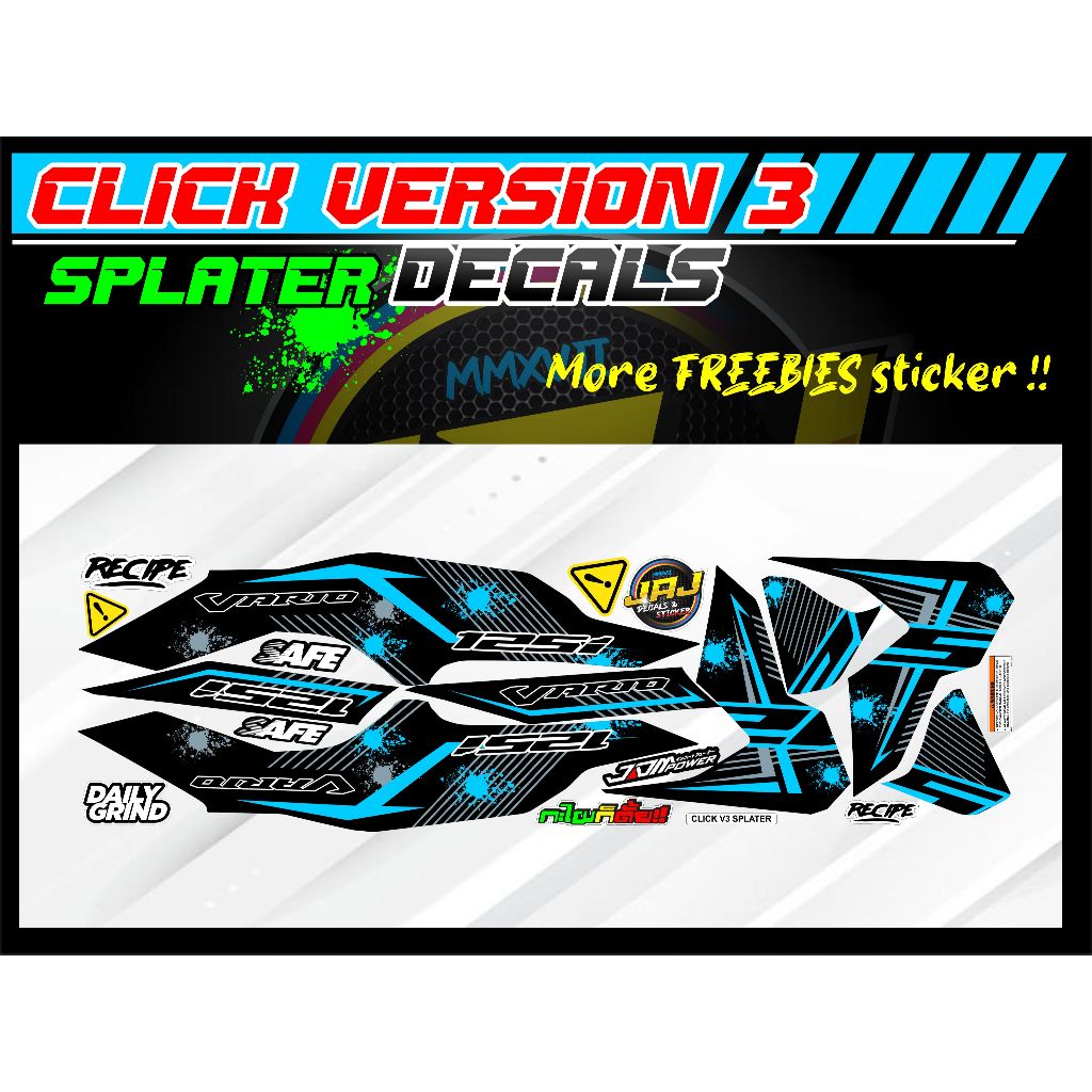 HONDA CLICK VERSION3 SPLATER DECALS - HIGH QUALITY STICKER | Shopee ...