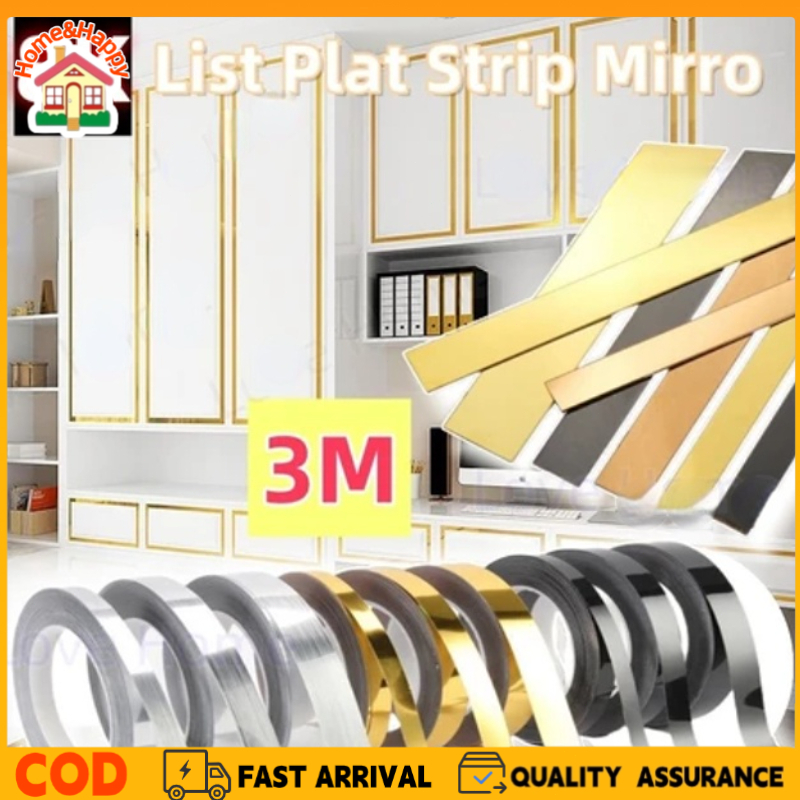 3M Mirror Stainless Steel Flat Decorative Line Sticker Self-Adhesive ...