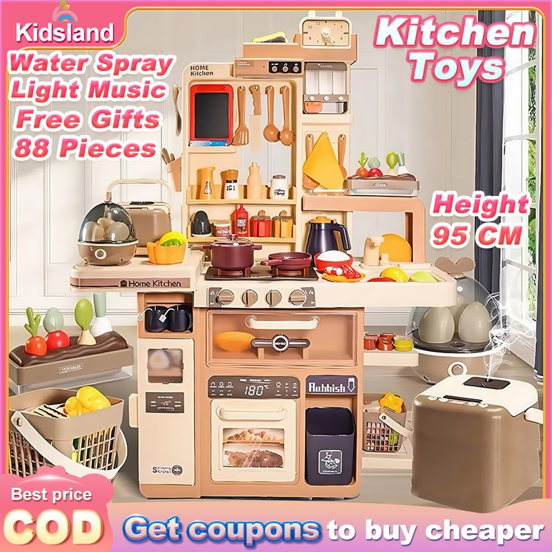 aviliable】kidsland 95cm Kitchen Toys For Baby Big Size Real Steam