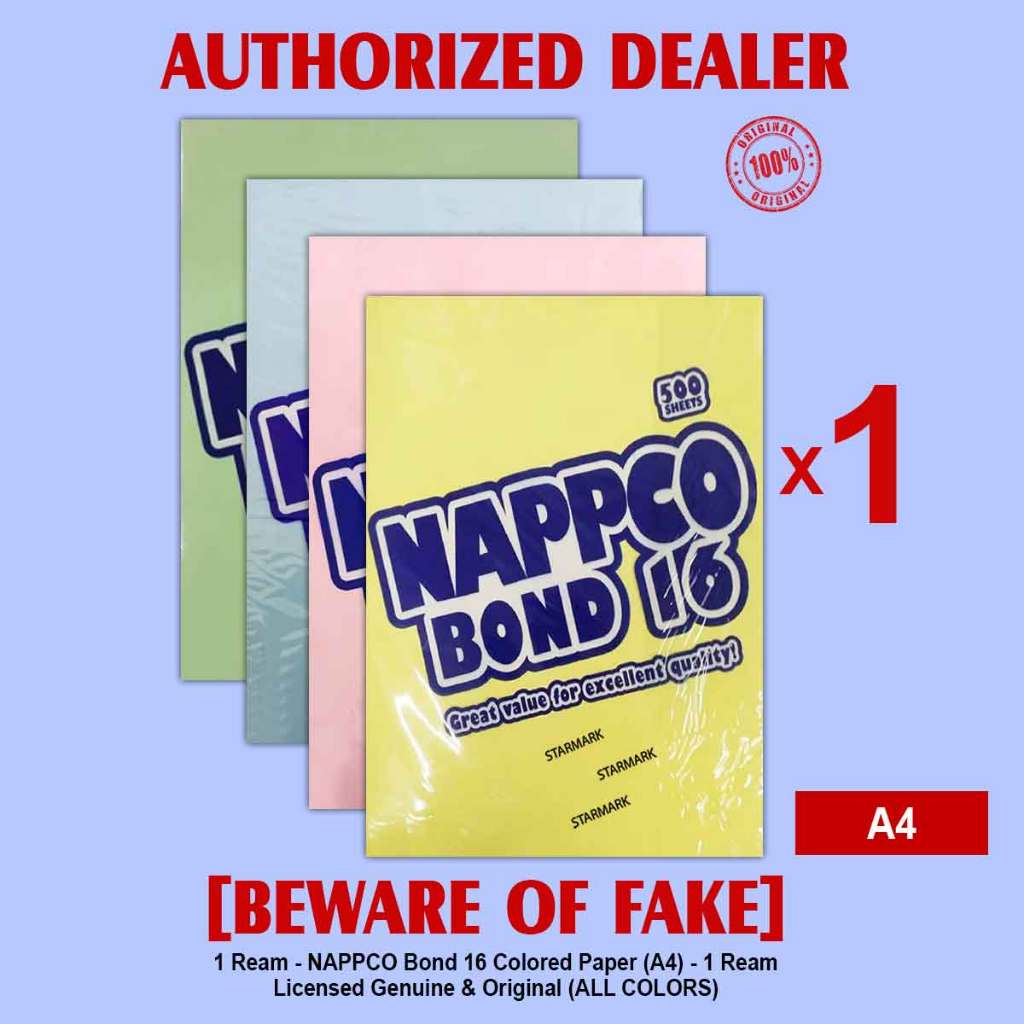 NAPPCO Bond 16 NAPPCO Colored Bond Paper Papers 56gsm Sub. 16 SHORT ...