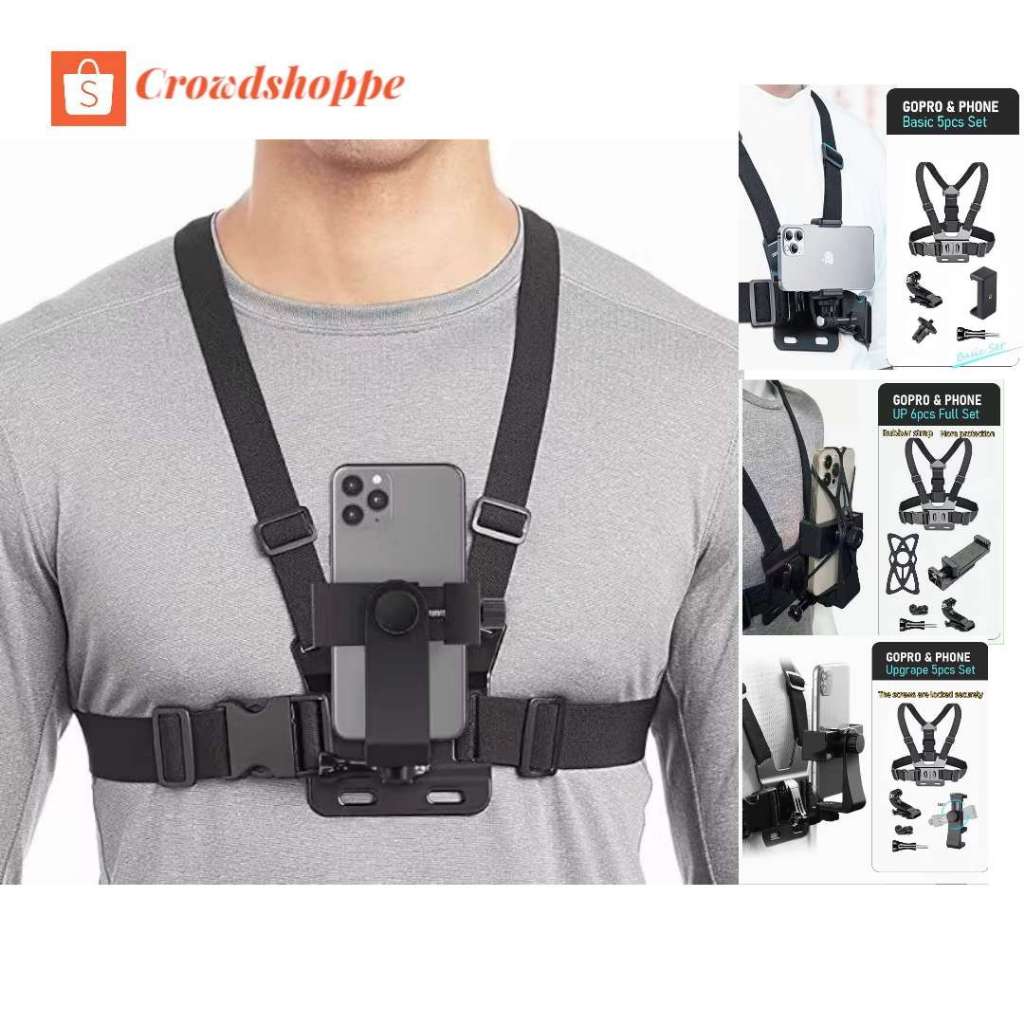 #crowdshoppe#Mobile Phone Chest Strap Mount GoPro Chest Harness Holder for  VLOG/POV Chest - Main Image