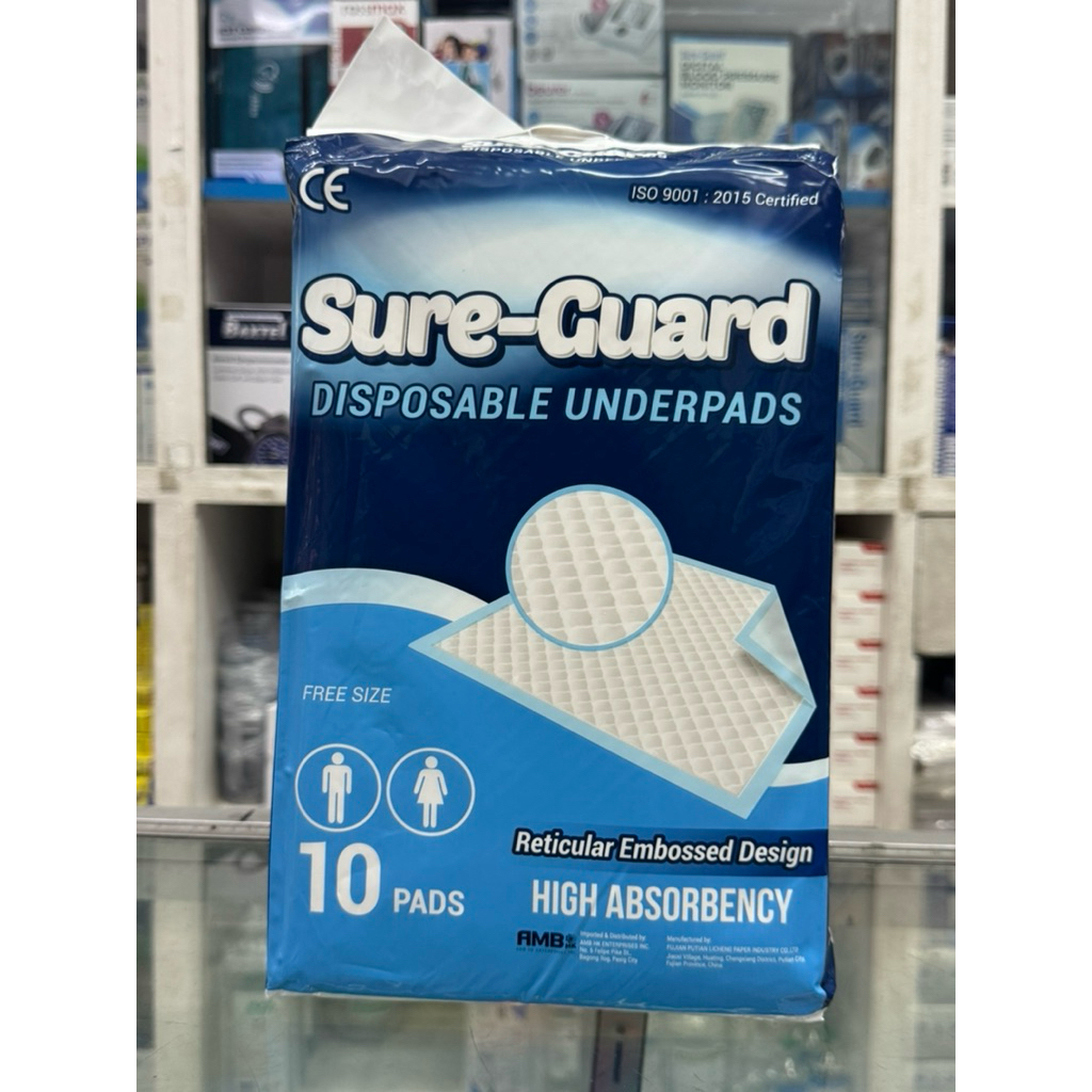 UNDERPADS SUREGUARD 10 PADS, UNDERPAD ANTI BACTERIAL, DISPOSABLE, ADULT ...