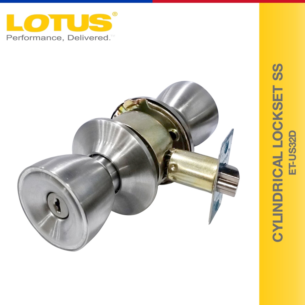 Lotus Cylindrical Lockset Stainless / Antique Brass - Door Hardware ...